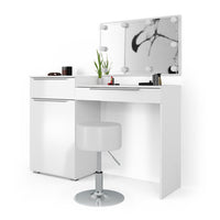 Vicco Tavolo da toeletta Bianco 135 cm con illuminazione LED e sgabello