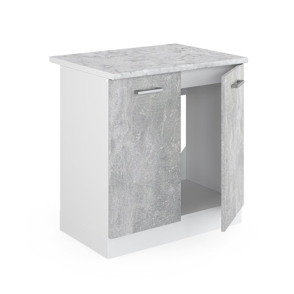 Vicco Base per lavello Calcestruzzo 80 cm con ante, con piano di lavoro