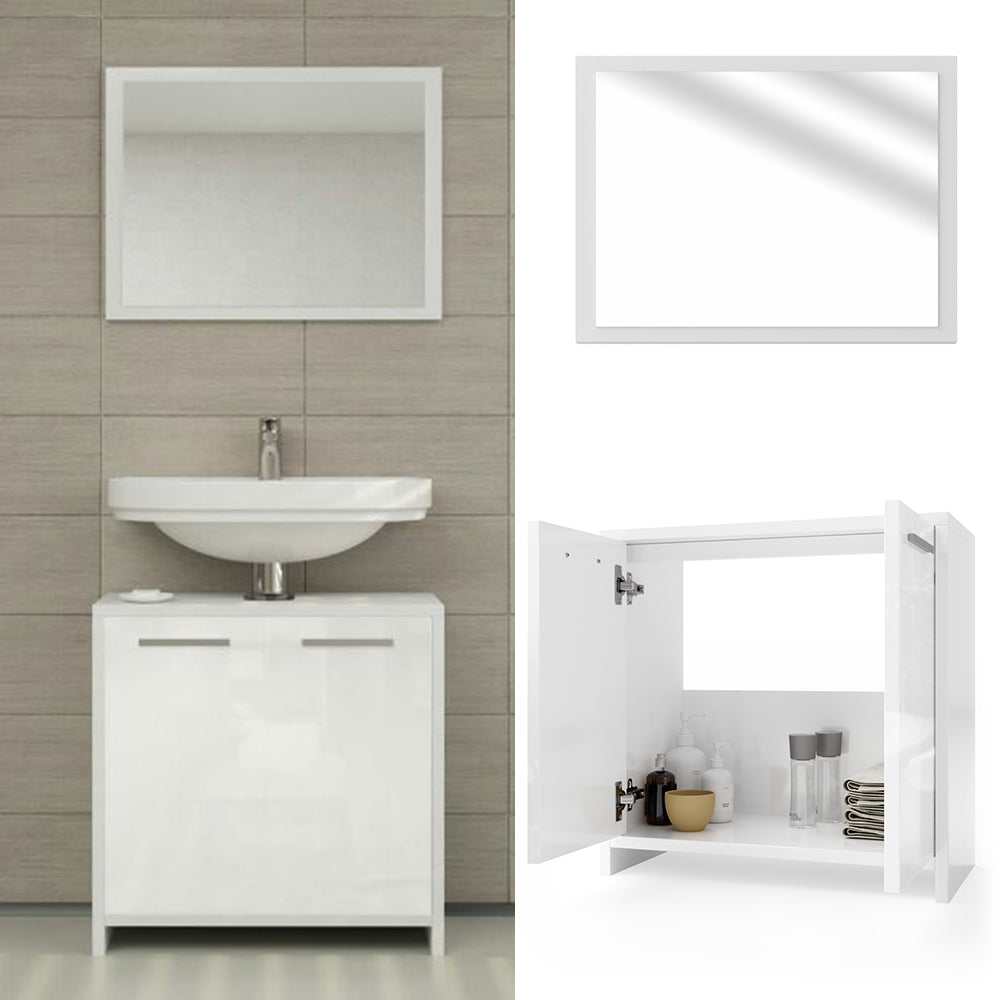 Vicco Set mobili bagno Bianco lucido 2 parti