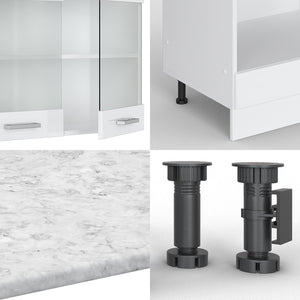 Vicco Cucina angolare completa Bianco lucido/bianco 227 x 287 cm , PL Rovere