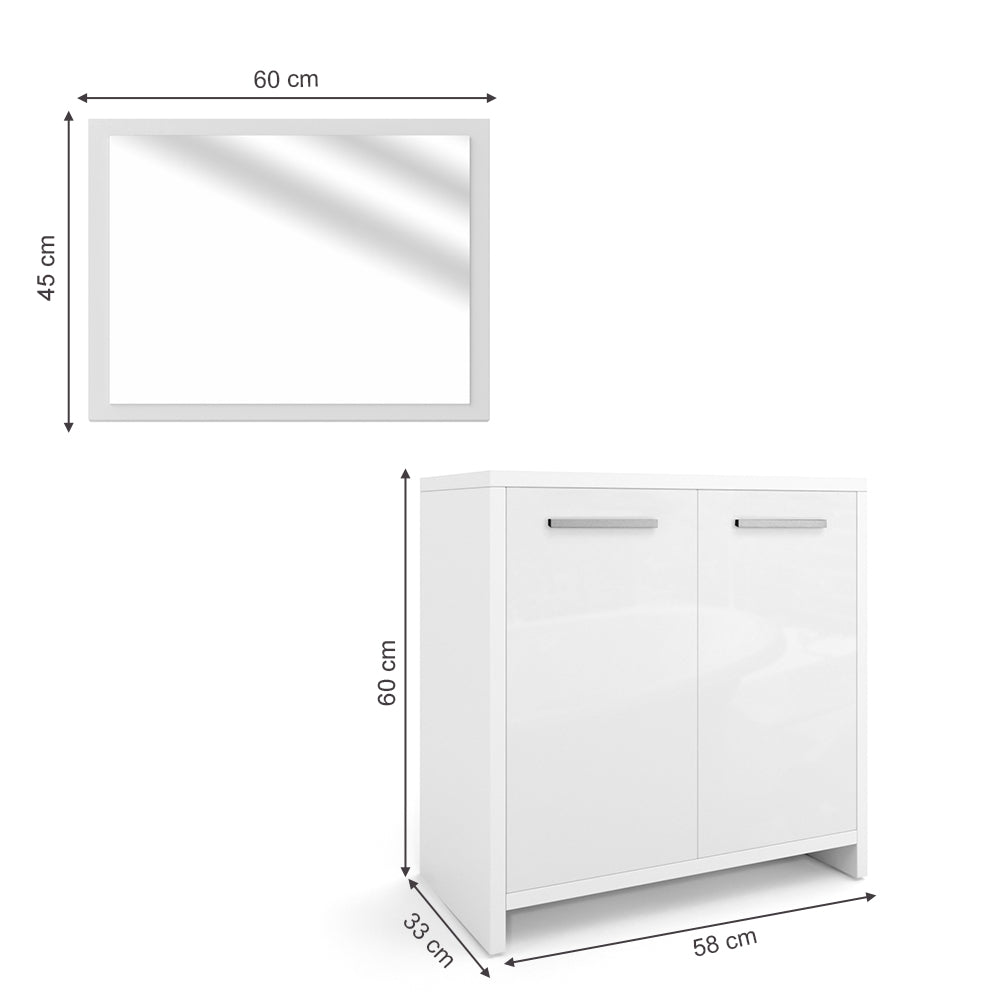 Vicco Set mobili bagno Bianco lucido 2 parti