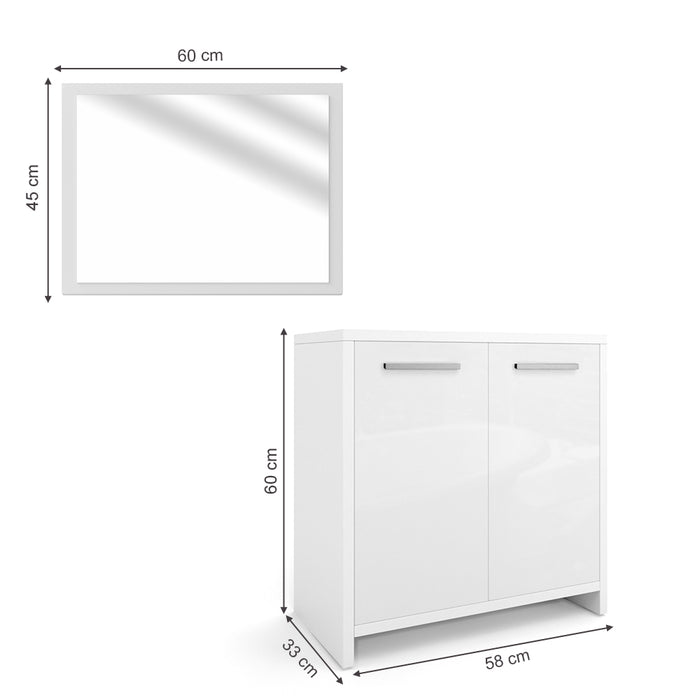 Vicco Set mobili bagno Bianco lucido 2 parti