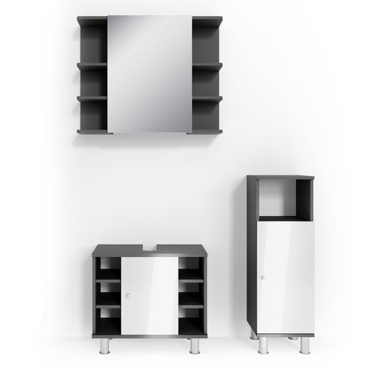 Vicco Set mobili bagno Antracite 3 parti