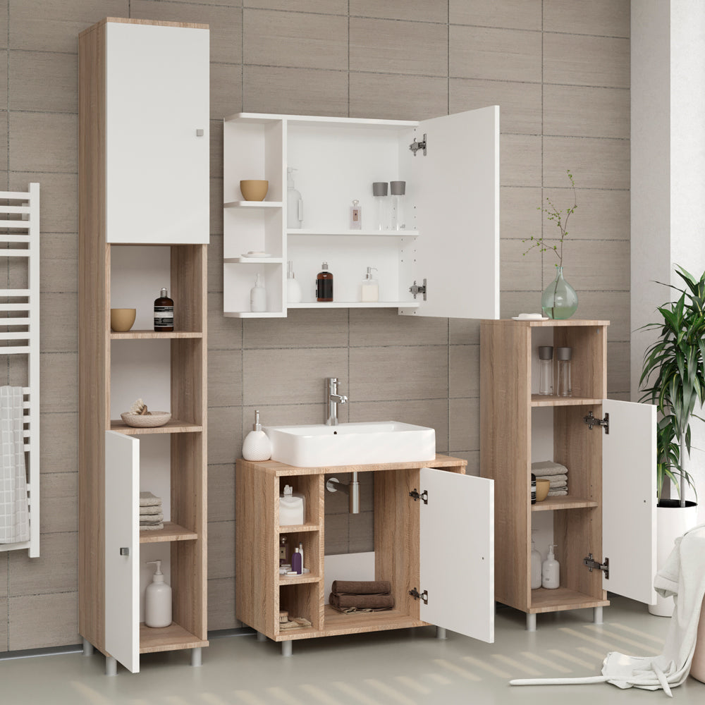 Vicco Set di mobili da bagno Sonoma/Bianco 4 parti