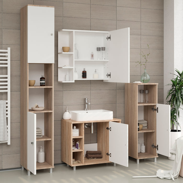 Vicco Set di mobili da bagno Sonoma/Bianco 4 parti