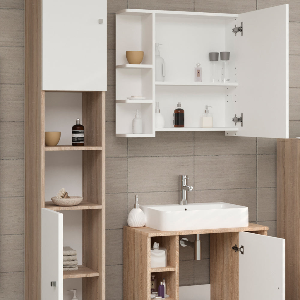 Vicco Set di mobili da bagno Sonoma/Bianco 4 parti