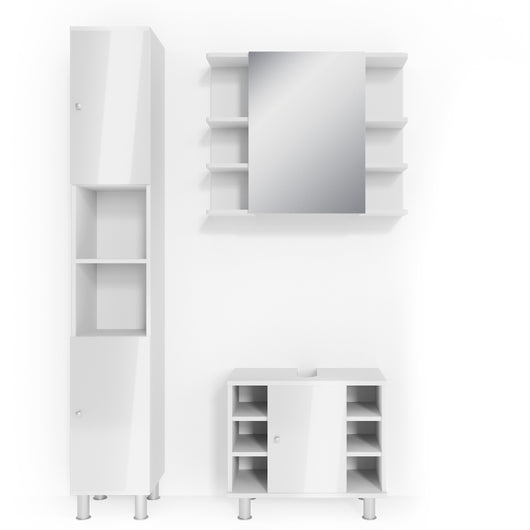Vicco Set mobili bagno Bianco lucido 3 parti