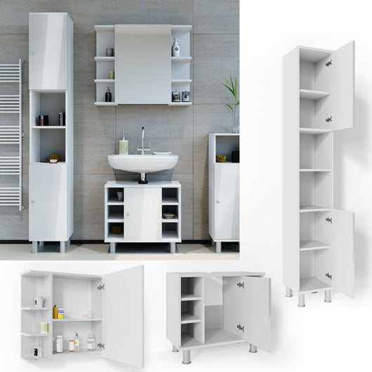 Vicco Set mobili bagno Bianco lucido 3 parti