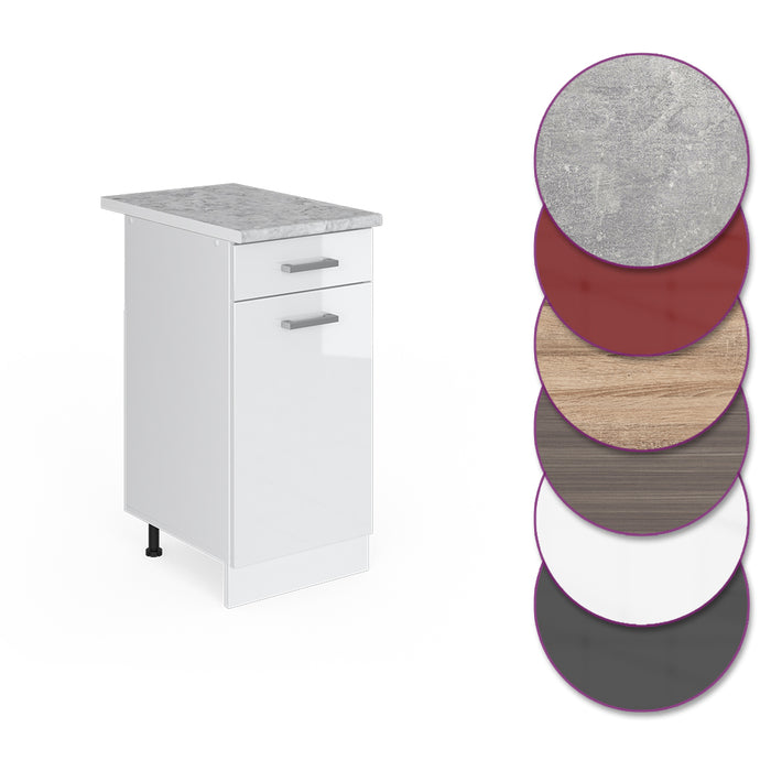 Vicco Mobiletto base per cucina Bianco lucido 40 cm , PL Marmo