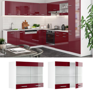 Vicco Mobile da cucina in vetro Rosso lucido 80 cm