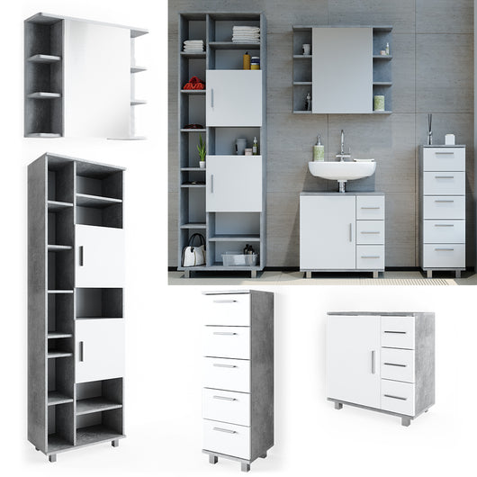 Vicco Set mobili bagno Calcestruzzo 4 parti