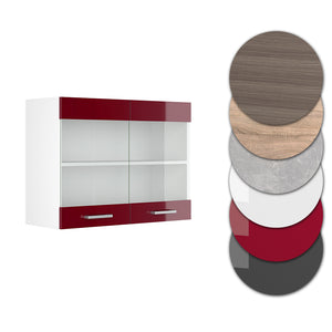 Vicco Mobile da cucina in vetro Rosso lucido 80 cm