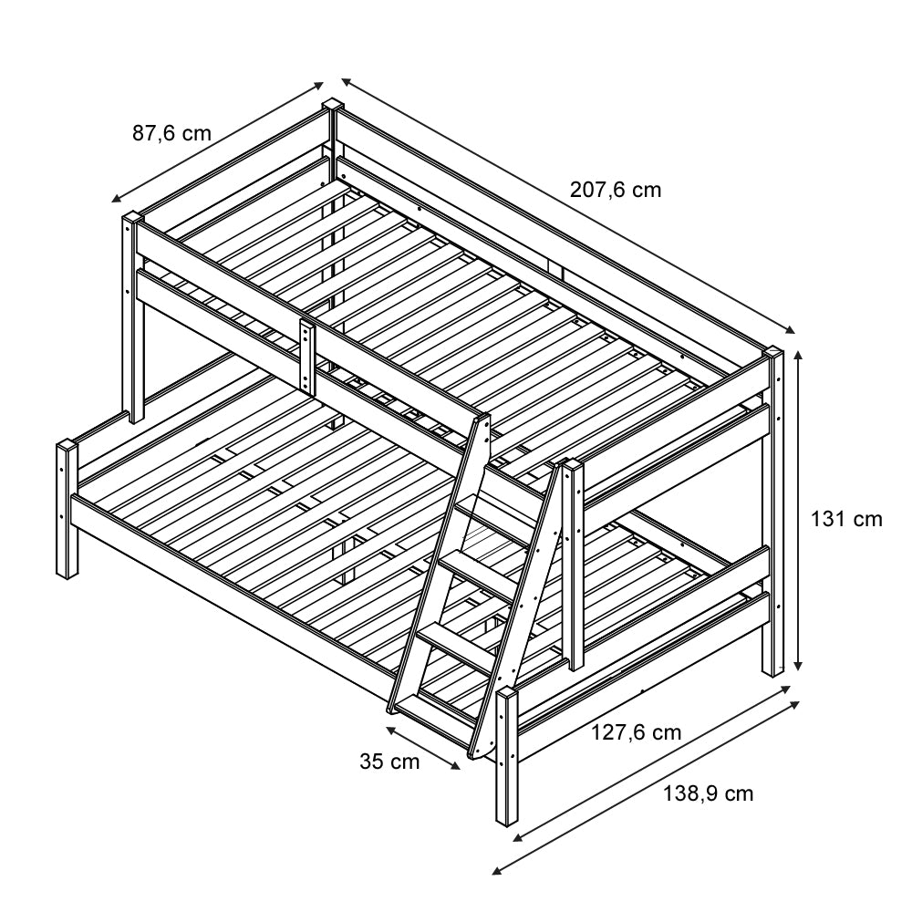 Vitalispa Letto a castello Bianco 120x200 / 80x200 cm
