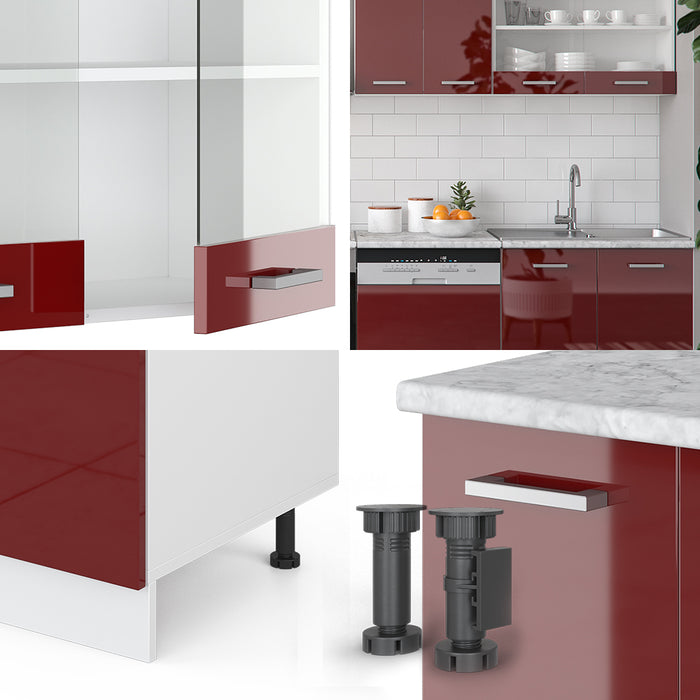 Vicco Cucina componibile Rosso lucido/bianco 300 cm senza piano di lavoro