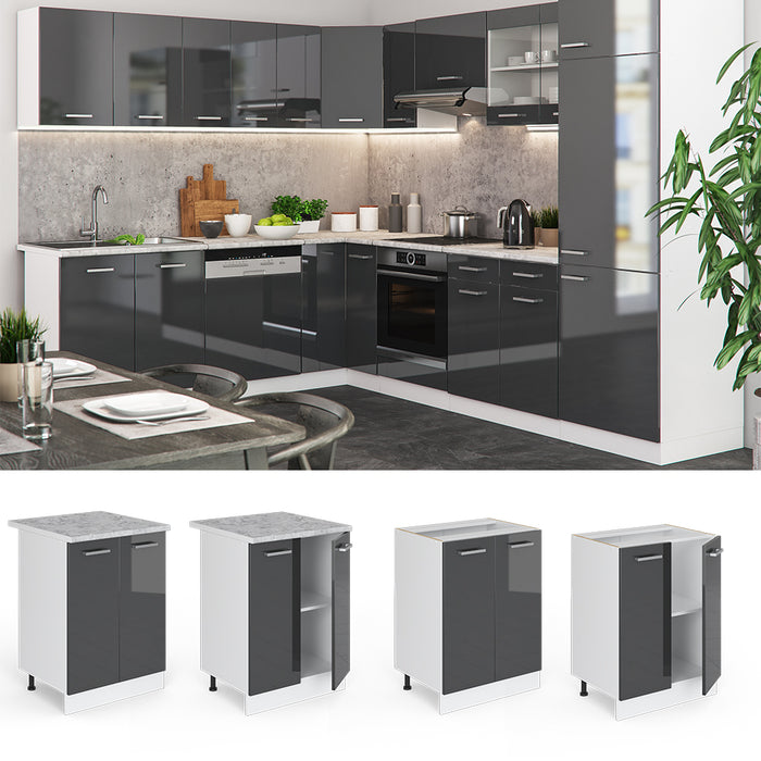 Vicco Mobiletto base cucina Antracite lucido 60 cm , PL Antracite