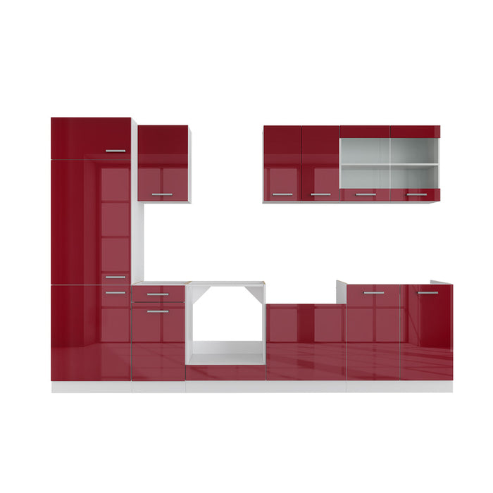 Vicco Cucina componibile Rosso lucido/bianco 300 cm , PL Antracite