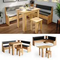 Vicco Gruppo panca ad angolo Quercia dorata 180 x 41.5 cm con tavolo