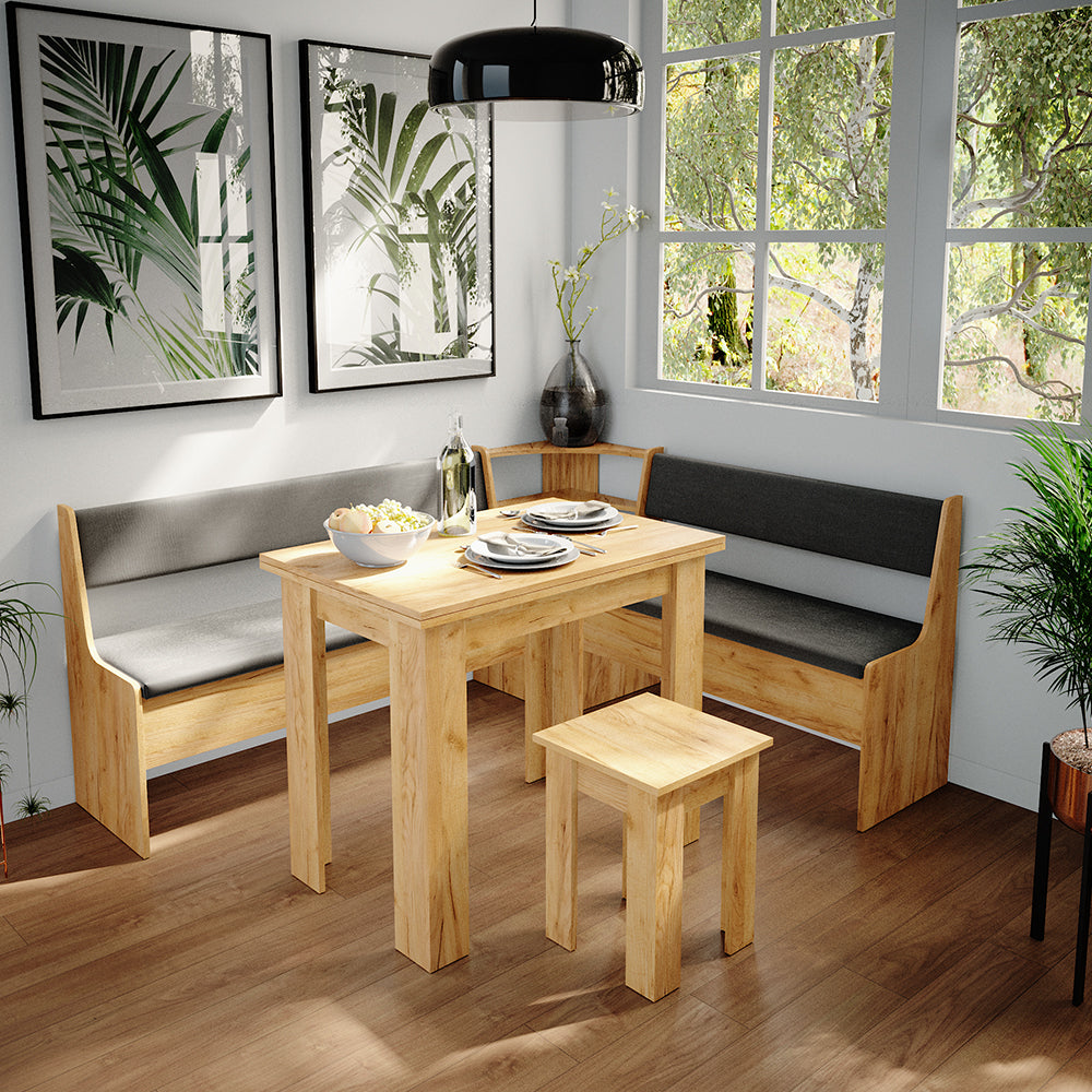 Vicco Gruppo panca ad angolo Quercia dorata 180 x 41.5 cm con tavolo