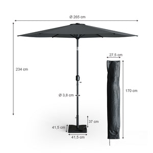 OK-Living Ombrello a semaforo Antracite 270 cm con coperchio protettivo e supporto