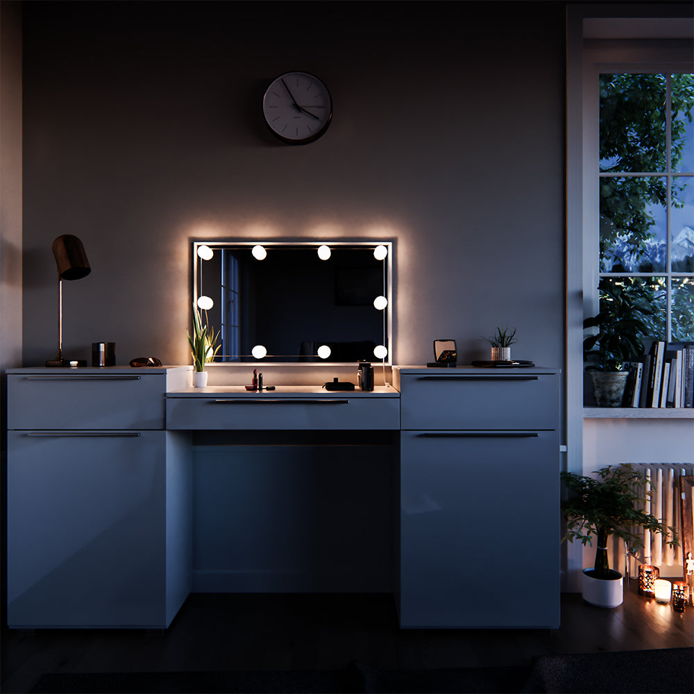 Vicco Tavolo da toeletta Bianco 190 cm con illuminazione a LED