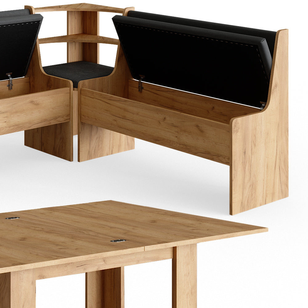 Vicco Gruppo panca ad angolo Quercia dorata 180 x 41.5 cm con tavolo