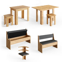 Vicco Gruppo panca ad angolo Quercia dorata 180 x 41.5 cm con tavolo