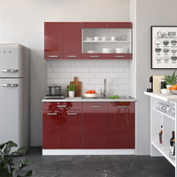Vicco Cucina monoblocco Rosso lucido/bianco 140 cm , PL Antracite
