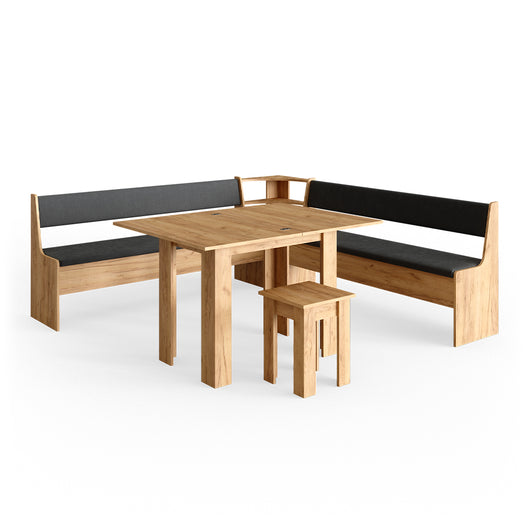 Vicco Gruppo panca ad angolo Quercia dorata 210 x 41.5 cm con tavolo