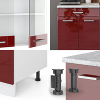 Vicco Cucina monoblocco Rosso lucido/bianco 140 cm , PL Rovere