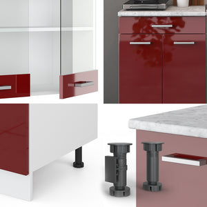 Vicco Cucina monoblocco Rosso lucido/bianco 140 cm , PL Rovere
