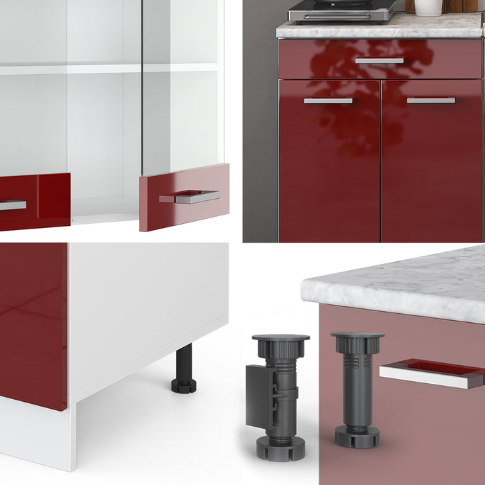 Vicco Cucina monoblocco Rosso lucido/bianco 140 cm , PL Antracite