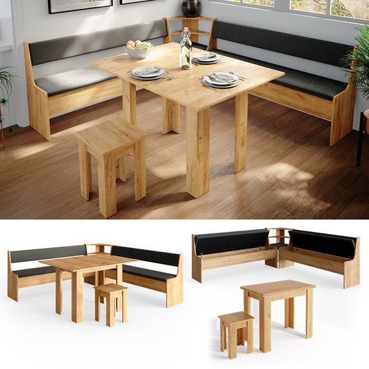 Vicco Gruppo panca ad angolo Quercia dorata 210 x 41.5 cm con tavolo