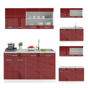 Vicco Cucina completa Rosso lucido/bianco 140 cm , PL Marmo