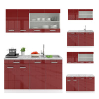 Vicco Cucina monoblocco Rosso lucido/bianco 140 cm , PL Antracite