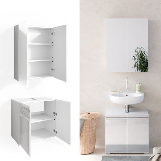 Vicco Set mobili bagno Bianco lucido 2 parti