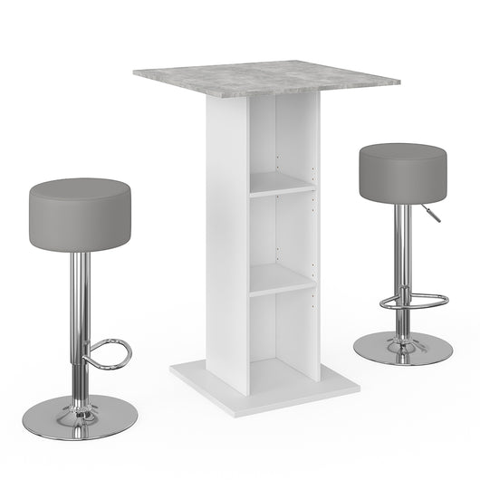 Vicco Tavolo bar con sgabelli Calcestruzzo 70 x 70 cm con 2 sgabelli da bar
