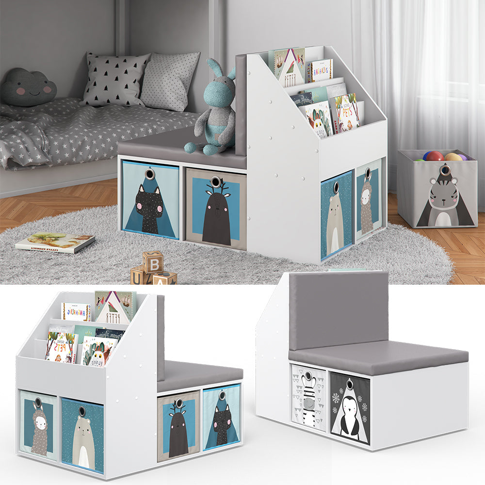 Vicco Libreria bambini Grigio 97.1 x 78.4 cm con 6 scatole pieghevoli opt.2