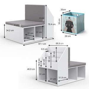Vicco Libreria bambini Grigio 97.1 x 78.4 cm con 6 scatole pieghevoli opt.2