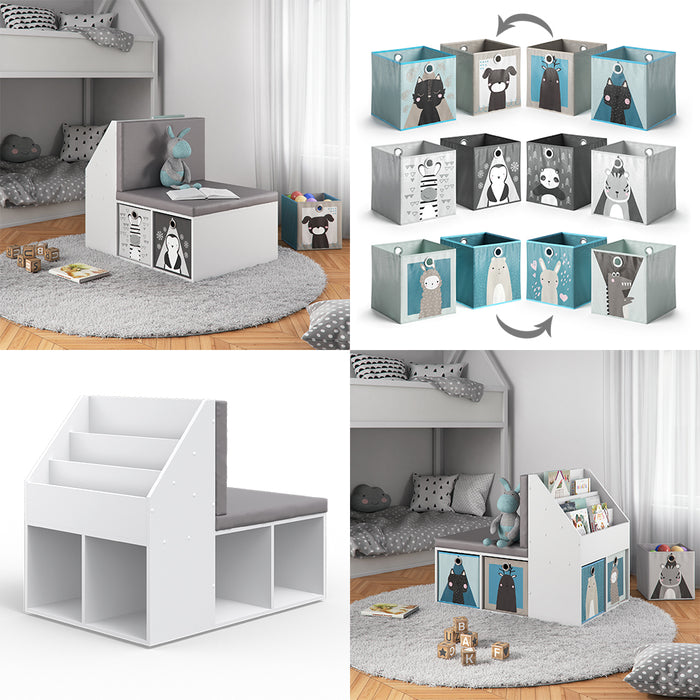 Vicco Libreria bambini Grigio 97.1 x 78.4 cm con 6 scatole pieghevoli opt.2