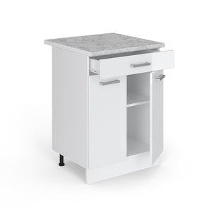Vicco Mobiletto base per cucina Bianco lucido 60 cm con cassetto PL Marmo