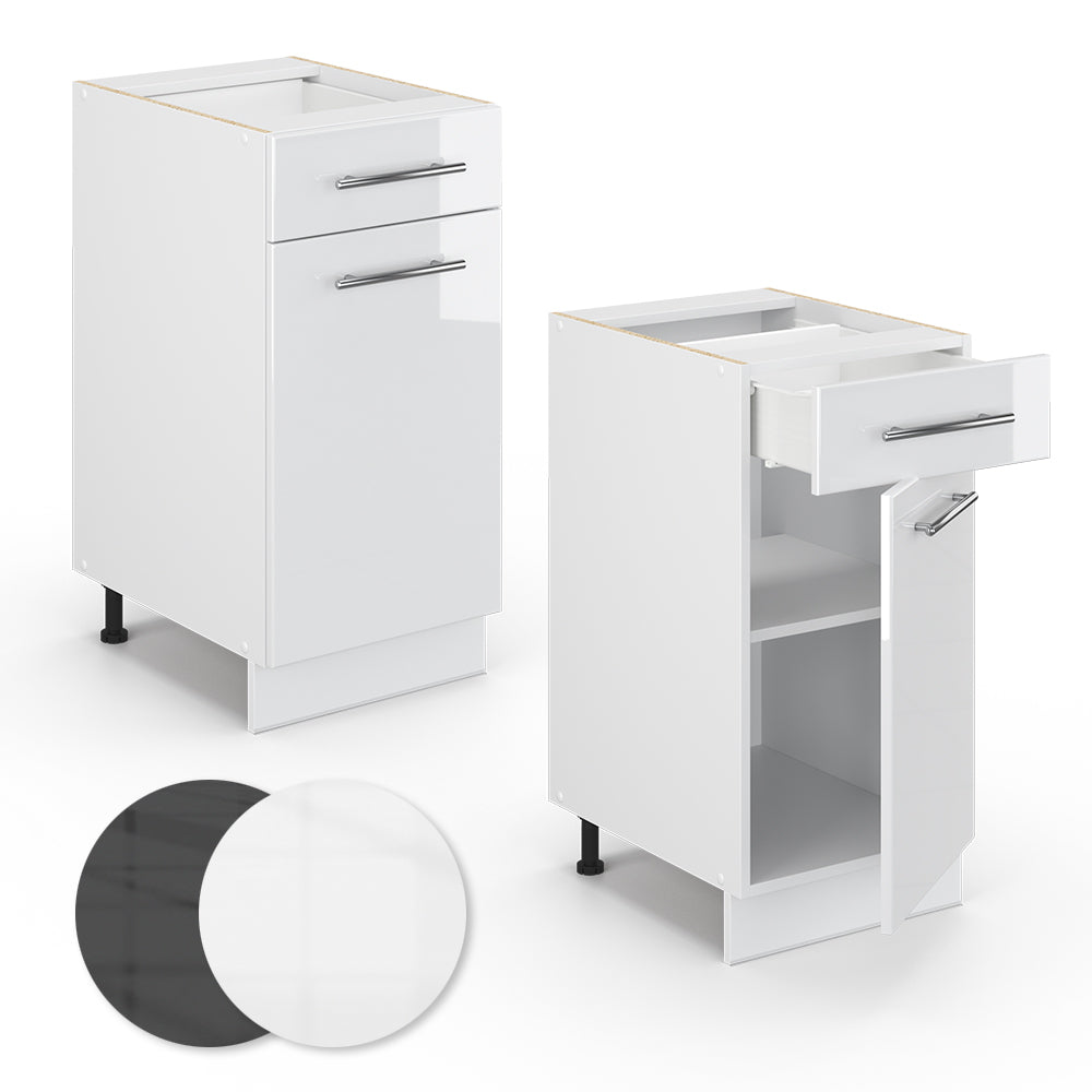 Vicco Mobiletto base per cucina Bianco lucido 40 cm , PL Rovere