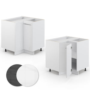 Vicco Mobile ad angolo cucina Bianco lucido 80.5 cm , PL Rovere
