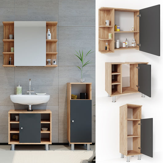 Vicco Set mobili bagno Rovere 3 parti