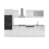 Vicco Cucina componibile Bianco 300 cm con armadio alto, PL Marmo