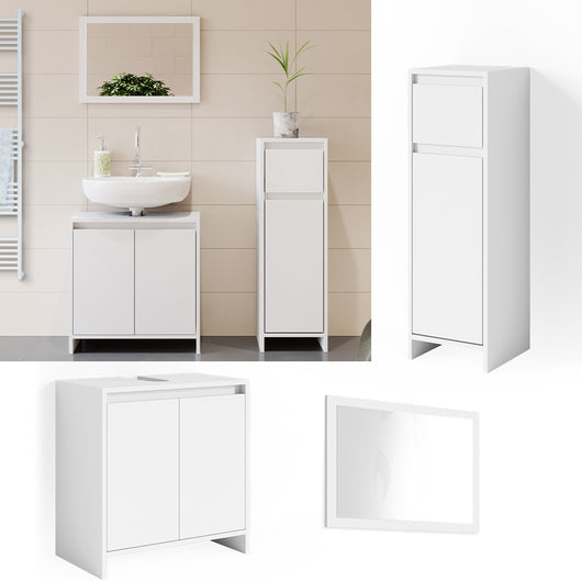 Vicco Set mobili bagno Bianco 3 parti, con mobile midi
