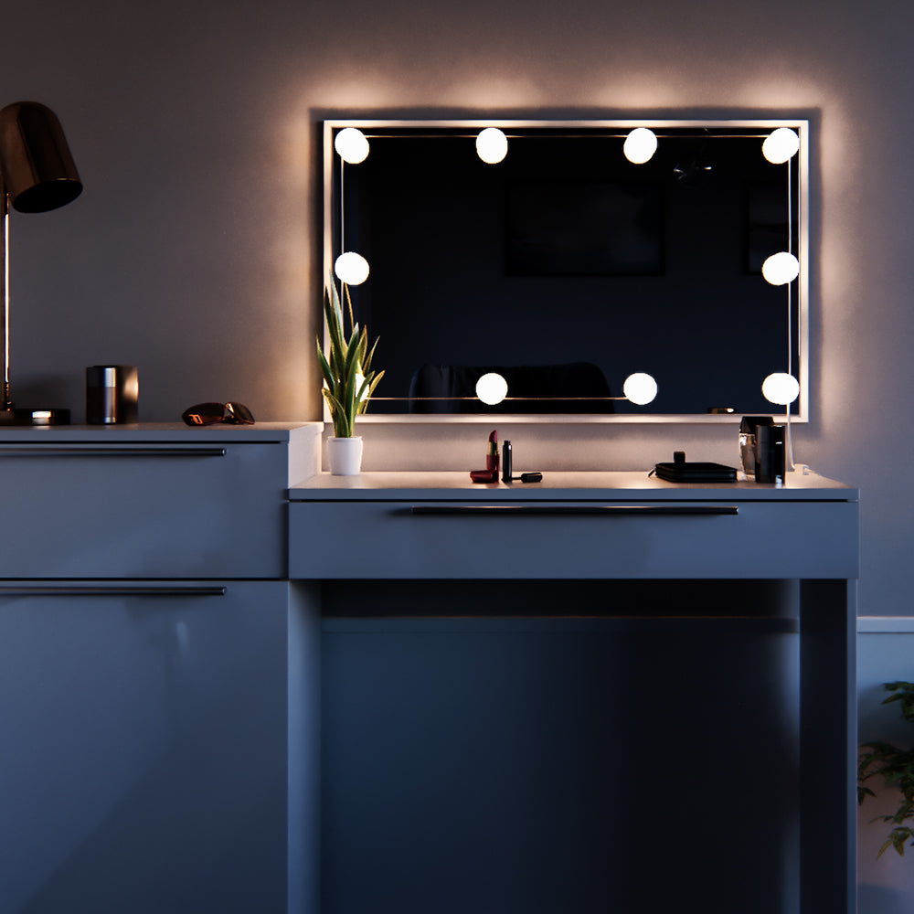 Vicco Tavolo da toeletta Bianco 135 cm con illuminazione a LED