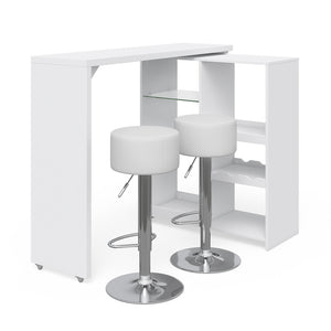 Vicco Tavolo bar con sgabelli Bianco 138 x 39 cm con 2 sgabelli da bar