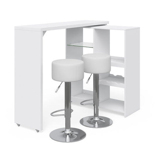 Vicco Tavolo bar con sgabelli Bianco 138 x 39 cm con 2 sgabelli da bar