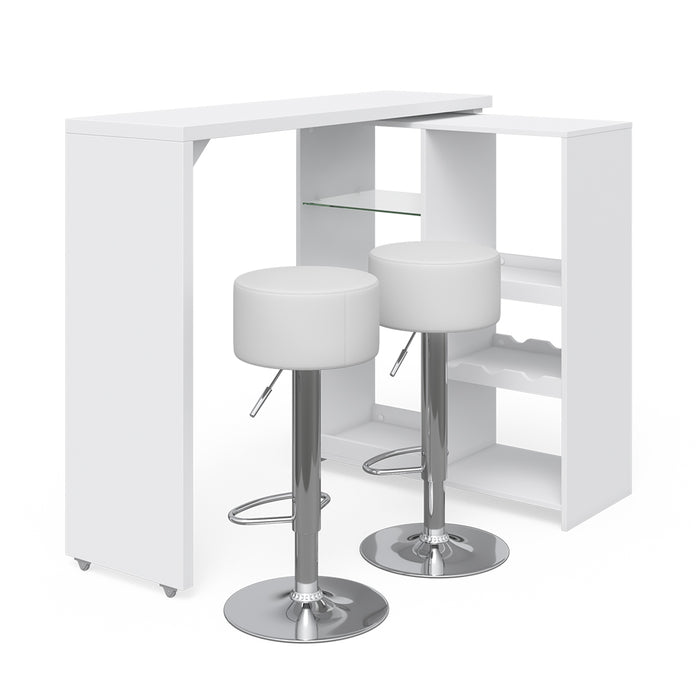 Vicco Tavolo bar con sgabelli Bianco 138 x 39 cm con 2 sgabelli da bar