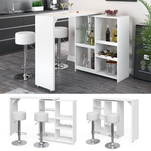 Vicco Tavolo bar con sgabelli Bianco 138 x 39 cm con 2 sgabelli da bar